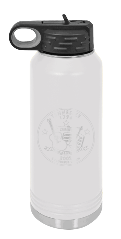 TN Coin - 32oz Water Bottle Laser Engraved- White