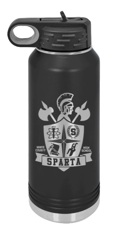 White County High School TN Sheild - 32oz Water Bottle Laser Engraved- Black