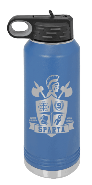 White County High School TN Sheild - 32oz Water Bottle Laser Engraved- Royal Blue
