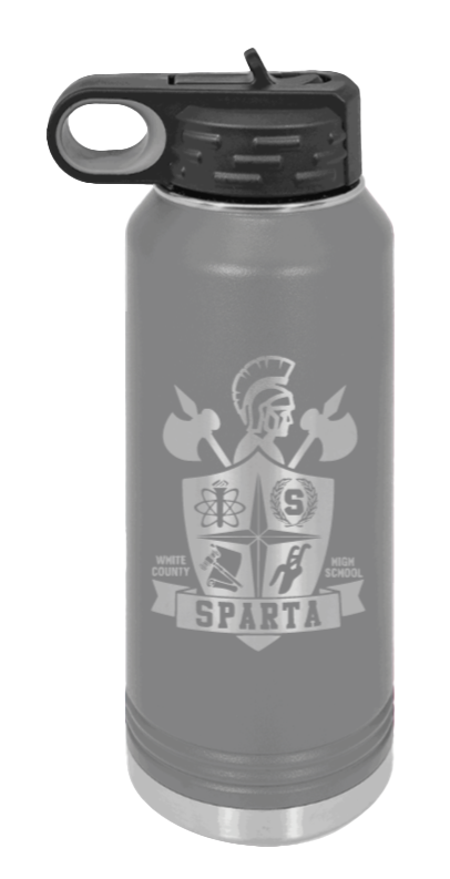 White County High School TN Sheild - 32oz Water Bottle Laser Engraved- Dark Grey