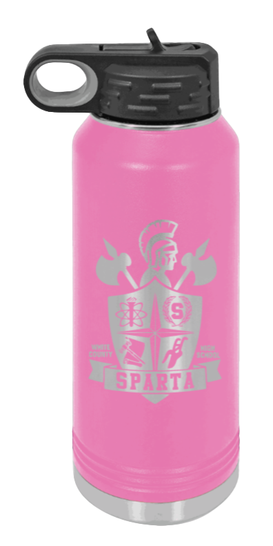 White County High School TN Sheild - 32oz Water Bottle Laser Engraved- Pink