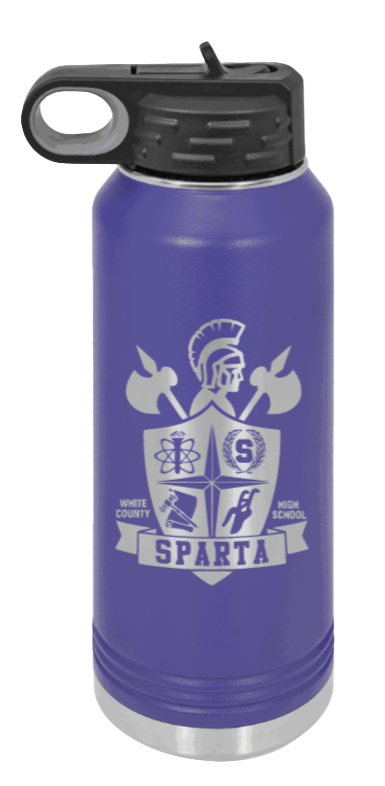 White County High School TN Sheild - 32oz Water Bottle Laser Engraved- Purple