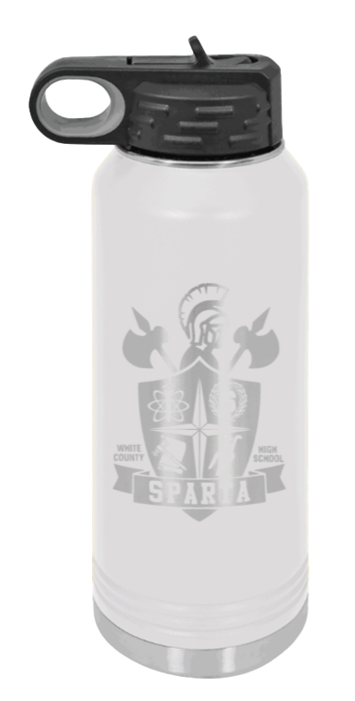 White County High School TN Sheild - 32oz Water Bottle Laser Engraved- White