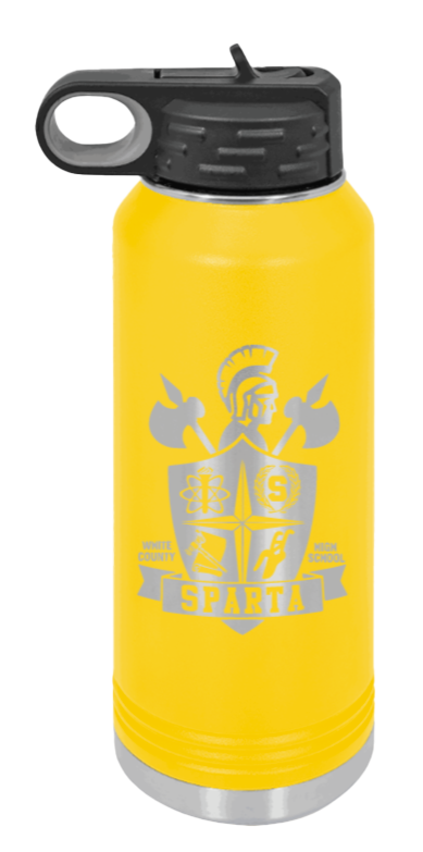 White County High School TN Sheild - 32oz Water Bottle Laser Engraved- Yellow