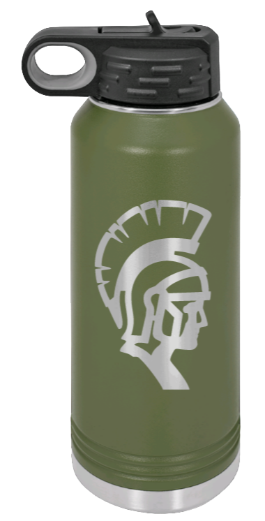 White County High School TN Spartan  - 32oz Water Bottle Laser Engraved- Olive