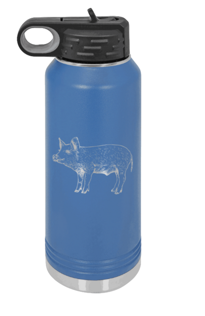 Pig - 32oz Water Bottle Laser Engraved- Royal Blue