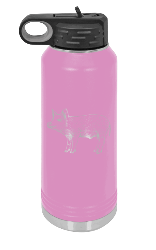 Pig - 32oz Water Bottle Laser Engraved- Light Purple