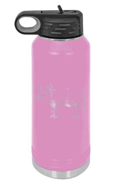 Pig - 32oz Water Bottle Laser Engraved- Light Purple