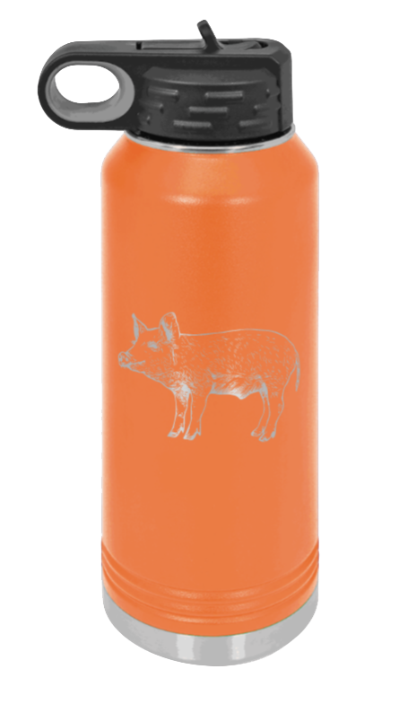 Pig - 32oz Water Bottle Laser Engraved- Orange