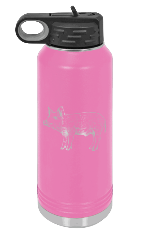 Pig - 32oz Water Bottle Laser Engraved- Pink