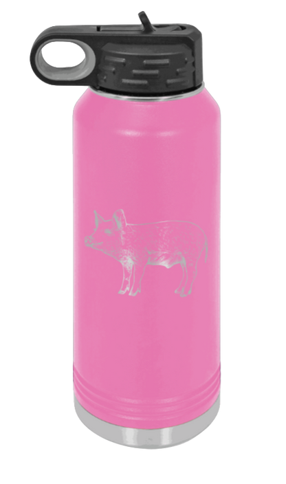 Pig - 32oz Water Bottle Laser Engraved- Pink