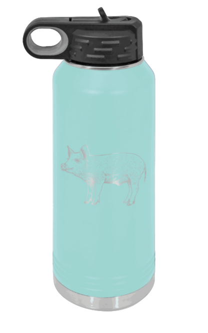 Pig - 32oz Water Bottle Laser Engraved- Teal