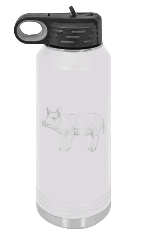 Pig - 32oz Water Bottle Laser Engraved- White