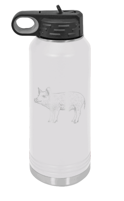 Pig - 32oz Water Bottle Laser Engraved- White
