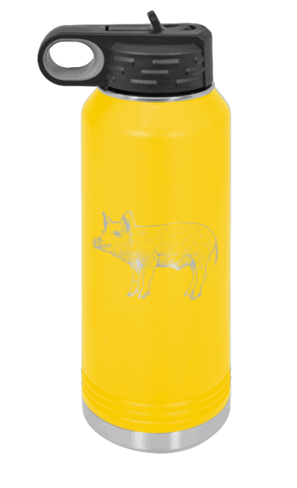 Pig - 32oz Water Bottle Laser Engraved- Yellow