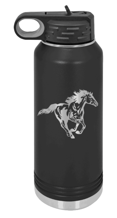 Horse 3 - 32oz Water Bottle Laser Engraved- Black