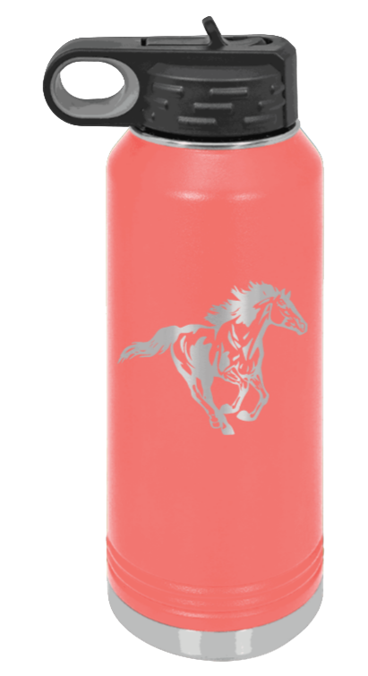 Horse 3 - 32oz Water Bottle Laser Engraved- Coral