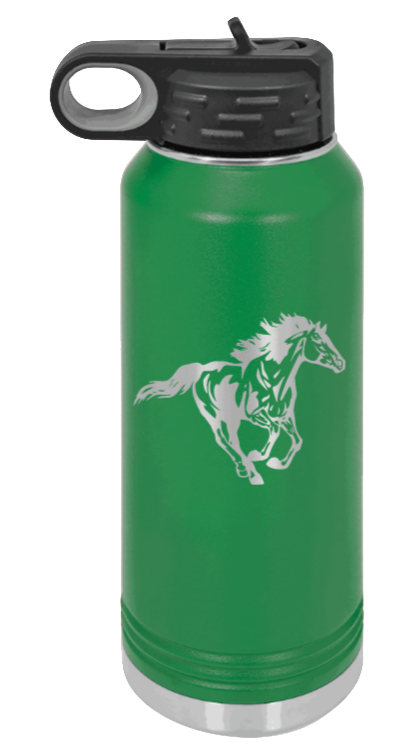 Horse 3 - 32oz Water Bottle Laser Engraved- Green