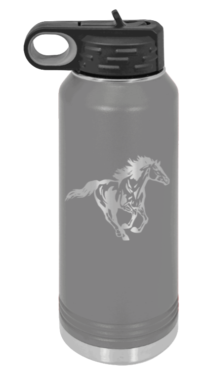 Horse 3 - 32oz Water Bottle Laser Engraved- Dark Grey