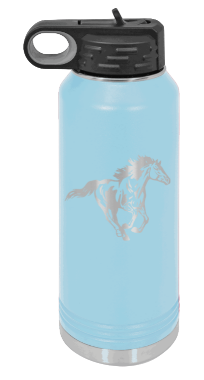 Horse 3 - 32oz Water Bottle Laser Engraved- Light Blue