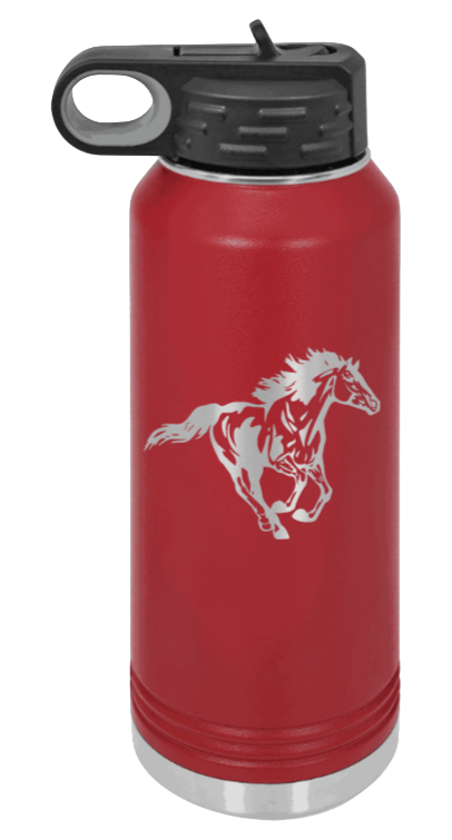 Horse 3 - 32oz Water Bottle Laser Engraved- Maroon