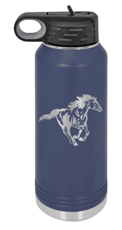 Horse 3 - 32oz Water Bottle Laser Engraved- Navy