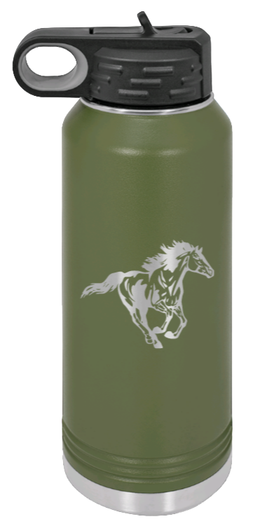 Horse 3 - 32oz Water Bottle Laser Engraved- Olive