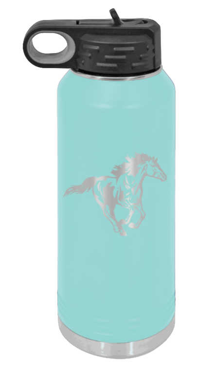 Horse 3 - 32oz Water Bottle Laser Engraved- Teal