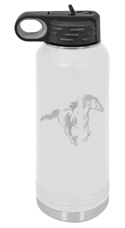 Horse 3 - 32oz Water Bottle Laser Engraved- White