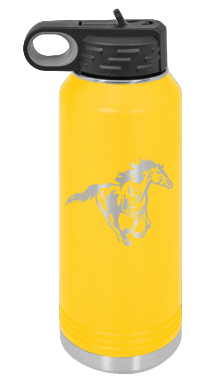Horse 3 - 32oz Water Bottle Laser Engraved- Yellow