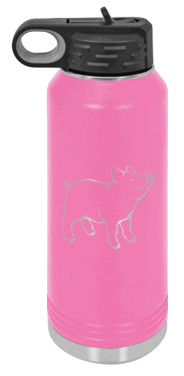 Pig - 32oz Water Bottle Laser Engraved- Pink