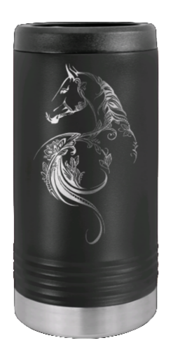 Floral Horse Laser Engraved Slim Can Insulated Koosie