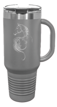 Load image into Gallery viewer, Floral Horse 40oz Handle Mug Laser Engraved
