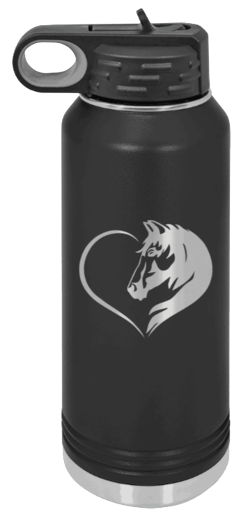 Horse Love - 32oz Water Bottle Laser Engraved- Black