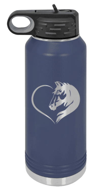 Horse Love - 32oz Water Bottle Laser Engraved- Navy
