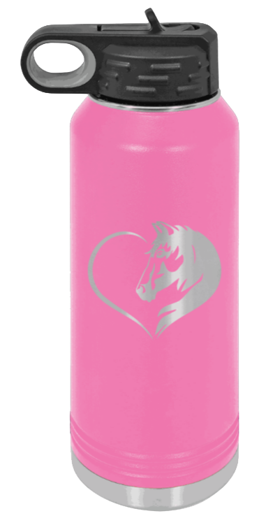 Horse Love - 32oz Water Bottle Laser Engraved- Pink