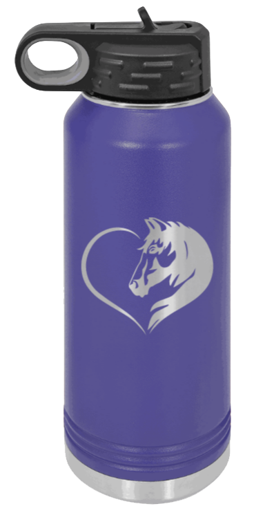 Horse Love - 32oz Water Bottle Laser Engraved- Purple