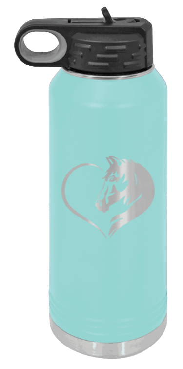 Horse Love - 32oz Water Bottle Laser Engraved- Teal