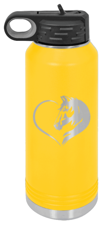 Horse Love - 32oz Water Bottle Laser Engraved- Yellow
