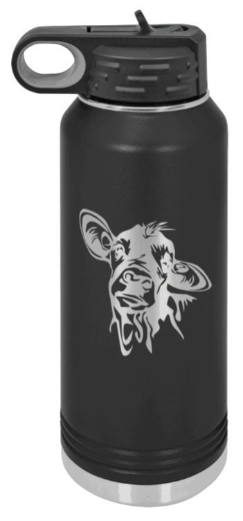 Cow Laser Engraved Water Bottle (Etched)