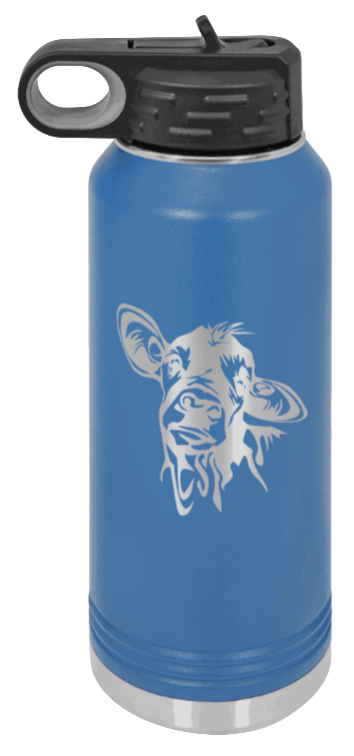 Cow - 32oz Water Bottle Laser Engraved- Royal Blue