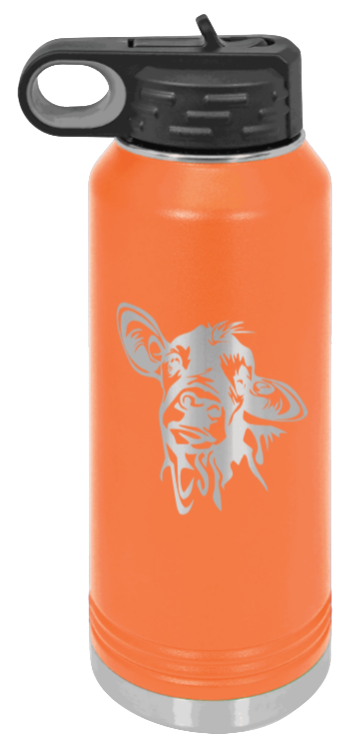 Cow - 32oz Water Bottle Laser Engraved- Orange