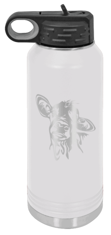 Cow - 32oz Water Bottle Laser Engraved- White