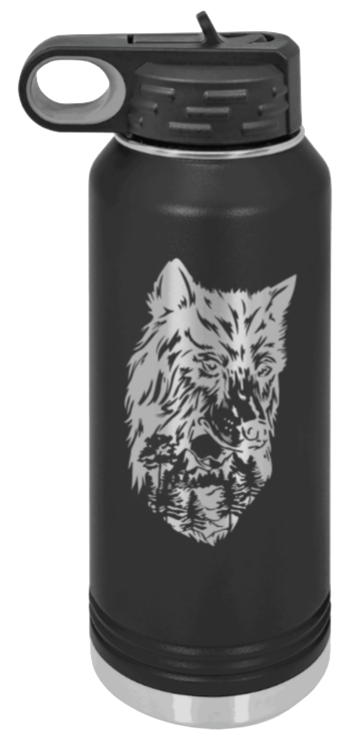 Wolf The Trees Laser Engraved Water Bottle (Etched)