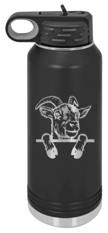 Goat - 32oz Water Bottle Laser Engraved- Black