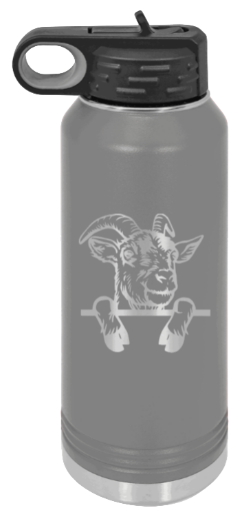 Goat - 32oz Water Bottle Laser Engraved- Dark Grey