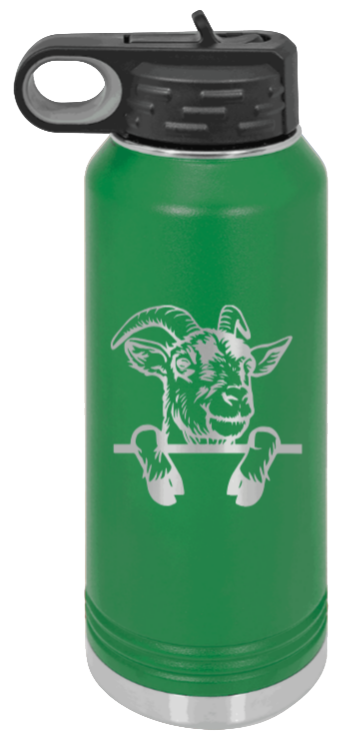 Goat - 32oz Water Bottle Laser Engraved- Green