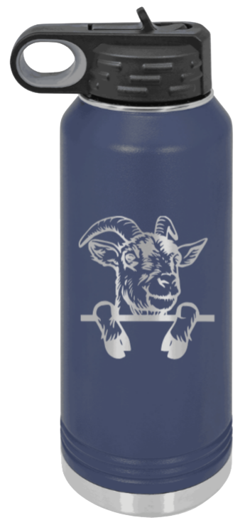 Goat - 32oz Water Bottle Laser Engraved- Navy