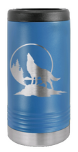 Load image into Gallery viewer, Wolf Howling at The Moon Laser Engraved Slim Can Insulated Koosie
