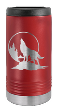 Load image into Gallery viewer, Wolf Howling at The Moon Laser Engraved Slim Can Insulated Koosie
